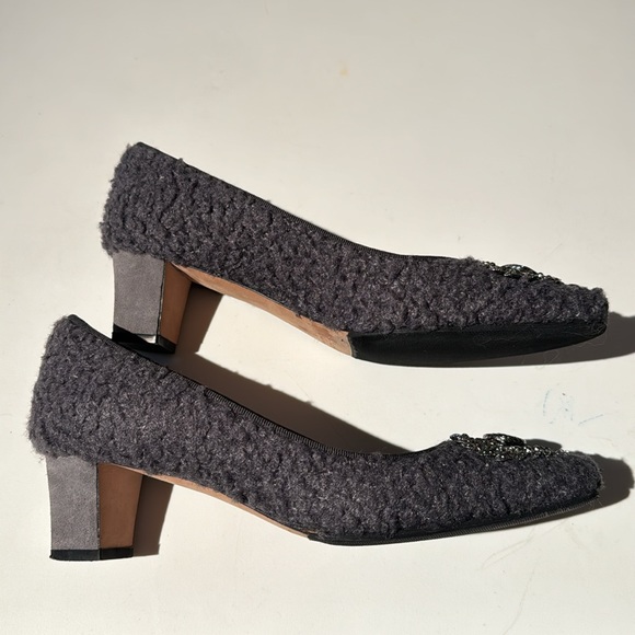 MANOLO BLAHNIK GREY EMBELLISHED SHOES LIKE NEW SIZE 37 - Picture 2 of 6